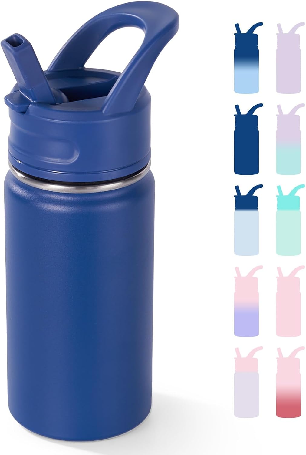 Fijinhom 12oz Kids Water Bottle (BPA-Free, Leak-Proof, Insulated) with Straw – Blue