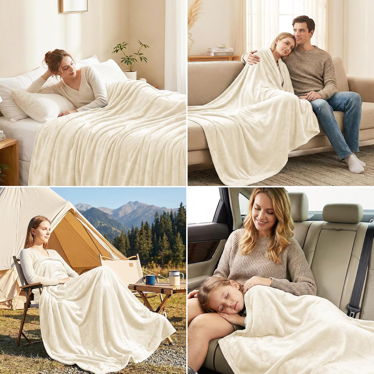 Detalle 1 de CozyLux Kuscheldecke Flauschig 150x200 cm – XL Flanell-Decke als weiche Sofa- und Wohndecke in Creme