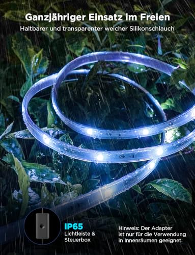 Detalle 2 de Govee 10m RGBIC-Outdoor-LED-Streifen IP65: Außenlicht mit App-Steuerung, Musik-Sync und Sprachsteuerung