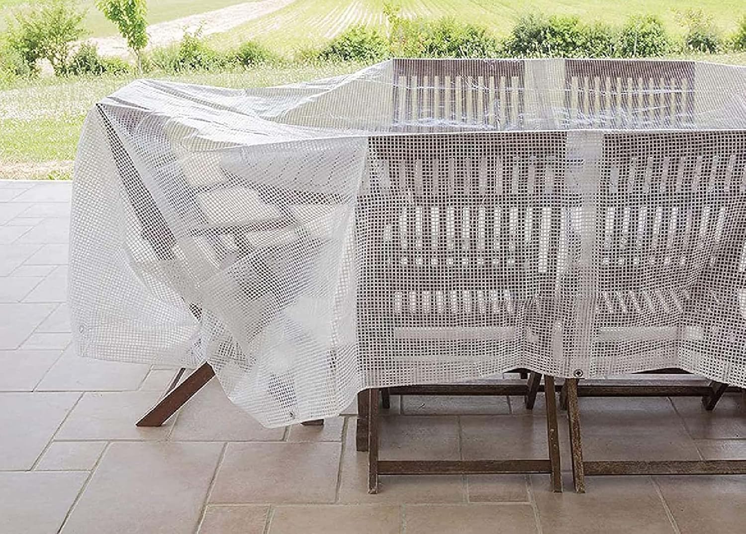 Thumbnail 4 de Abio Abdeckplane 4x4m Transparent 100 g/m² – wasserdichte Gewebeplane mit Ösen