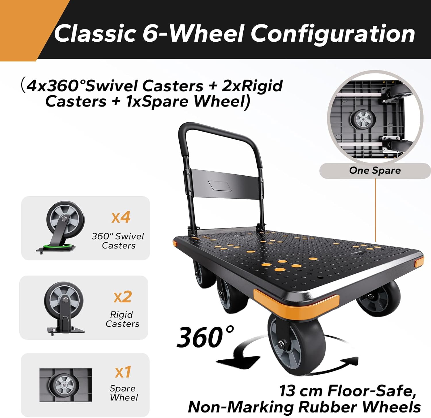 Thumbnail 2 de MediHoist klappbarer Plattformwagen mit 1.000 kg Traglast und 6 Rädern (schwarz)