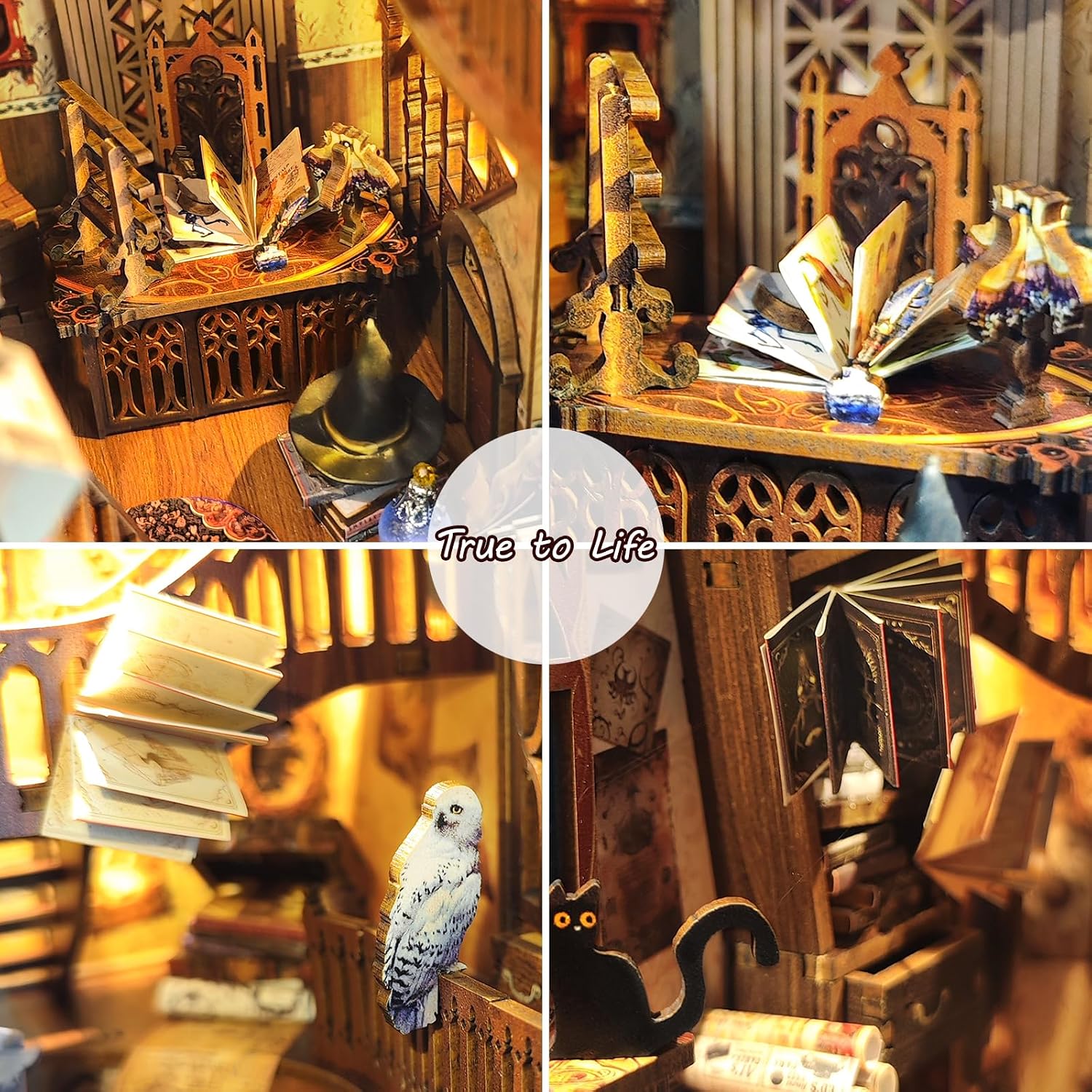 Detalle 1 de MOJINO DIY Book Nook Miniature 2 étages