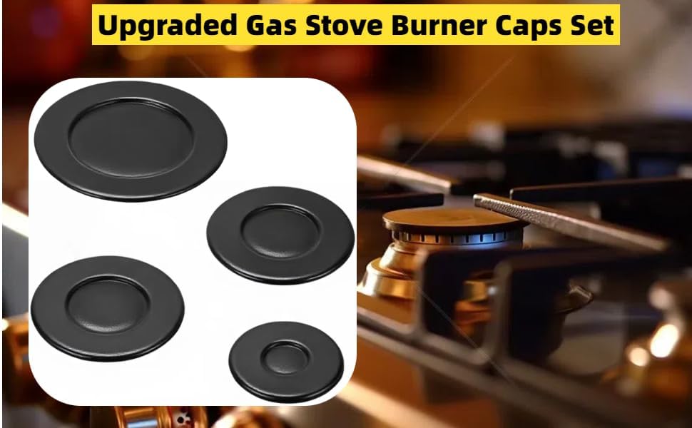 Detalle 2 de BANGPEIWQT Gas Stove Burner Cap Set, 4 Sizes for SABAF Cooktops