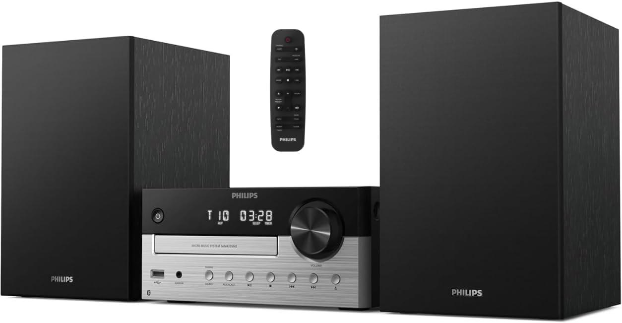 Detalle de PHILIPS Bluetooth Stereo System Home CD Player with USB, FM Radio, Bass Reflex Speakers (60W) + Remote