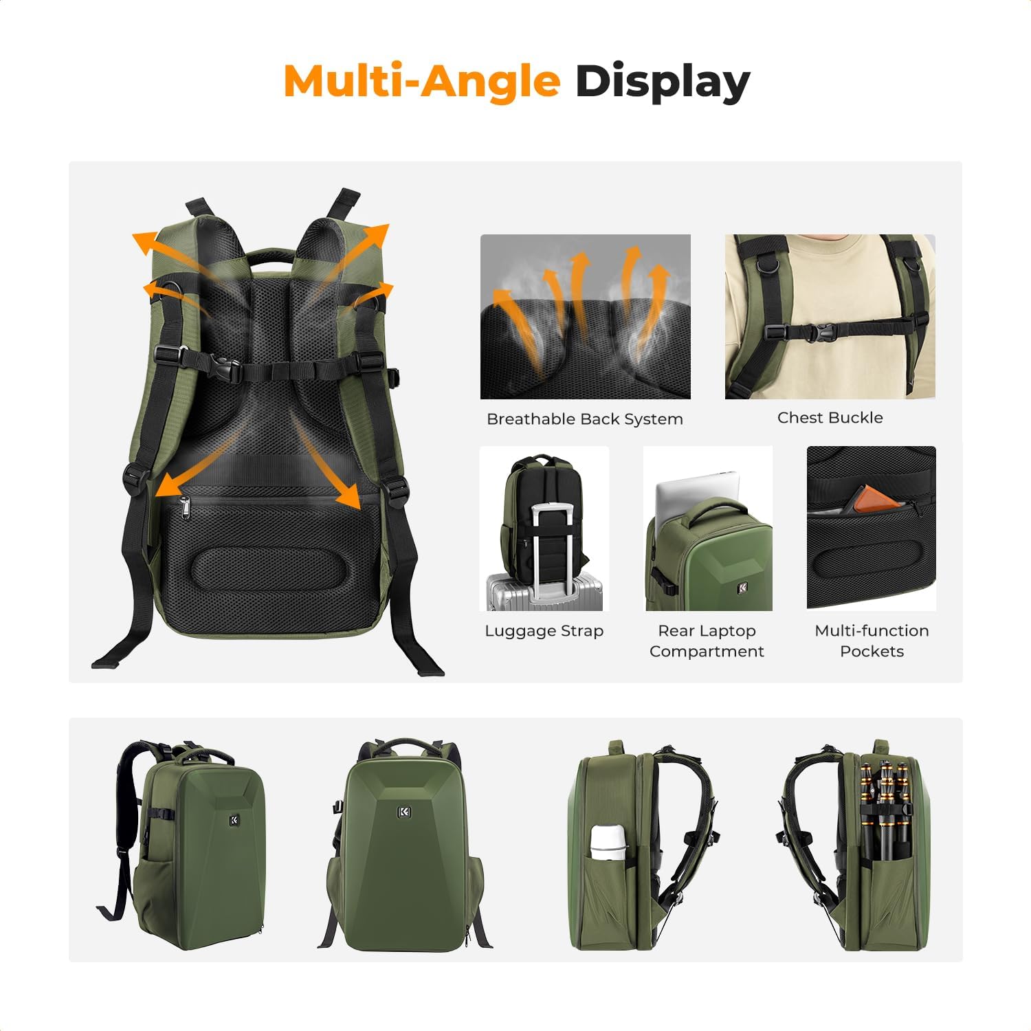 Thumbnail 3 de K&F CONCEPT Kamerarucksack Hartschale 22L mit Laptopfach bis 15,6 Zoll – Schutz für Kamera, Zubehör und Drohnen