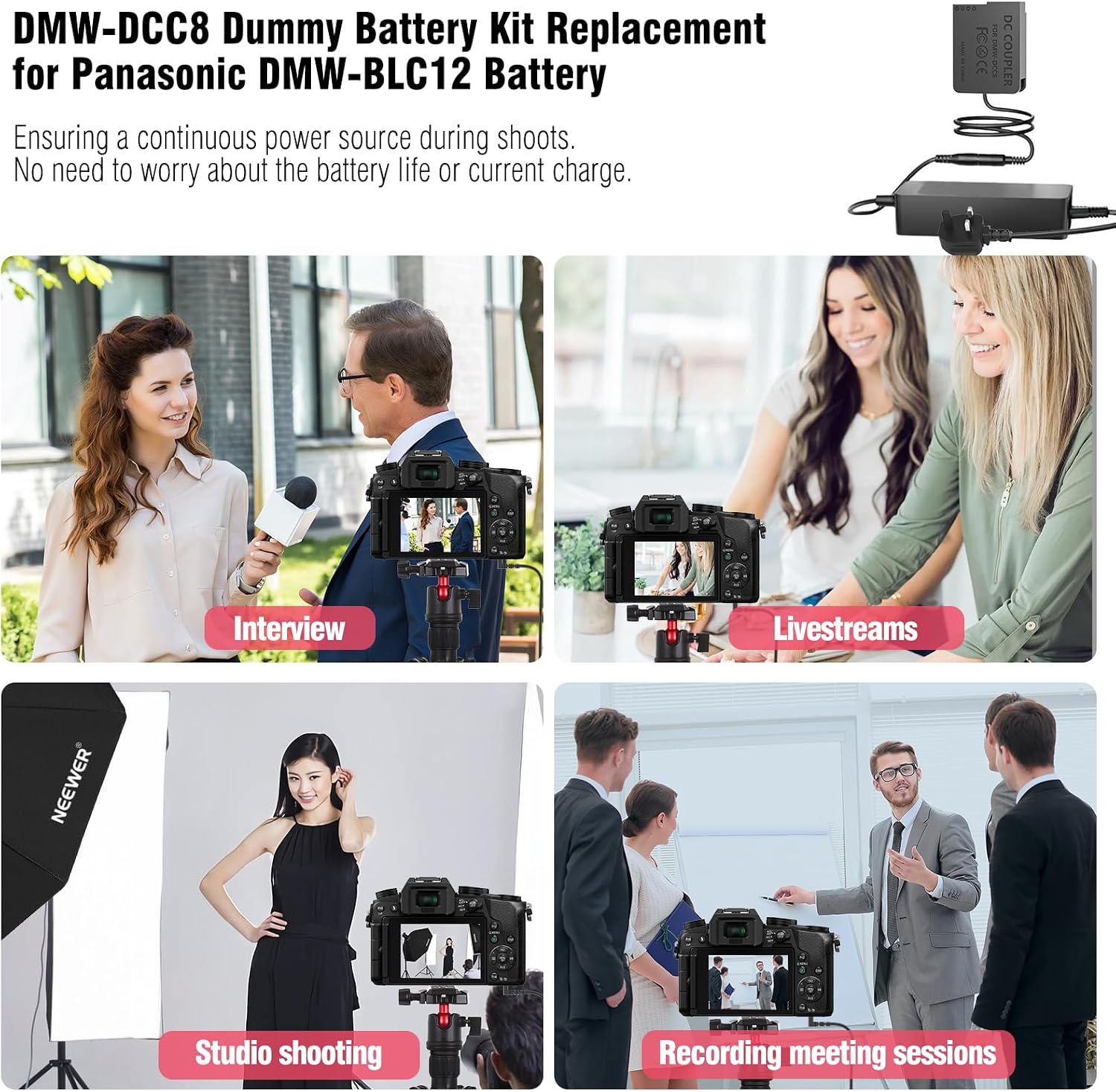 Detalle de F1TP DMW-AC8 AC Power Adapter + DCC8 Dummy Battery Coupler for Panasonic Lumix cameras