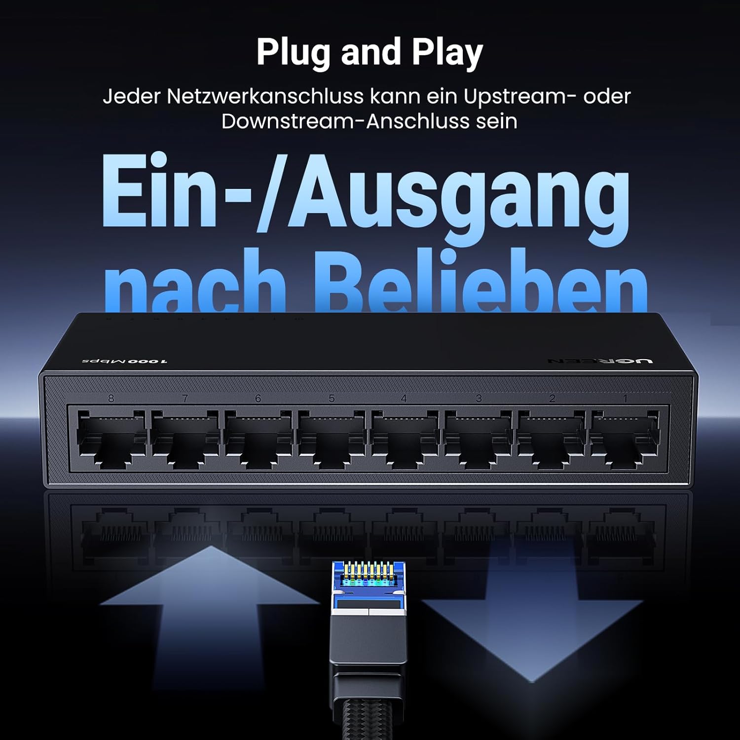Thumbnail 3 de UGREEN LAN Switch 8-Port Gigabit-Switch für 10/100/1000 Mbit/s – Plug & Play, automatische Geschwindigkeit