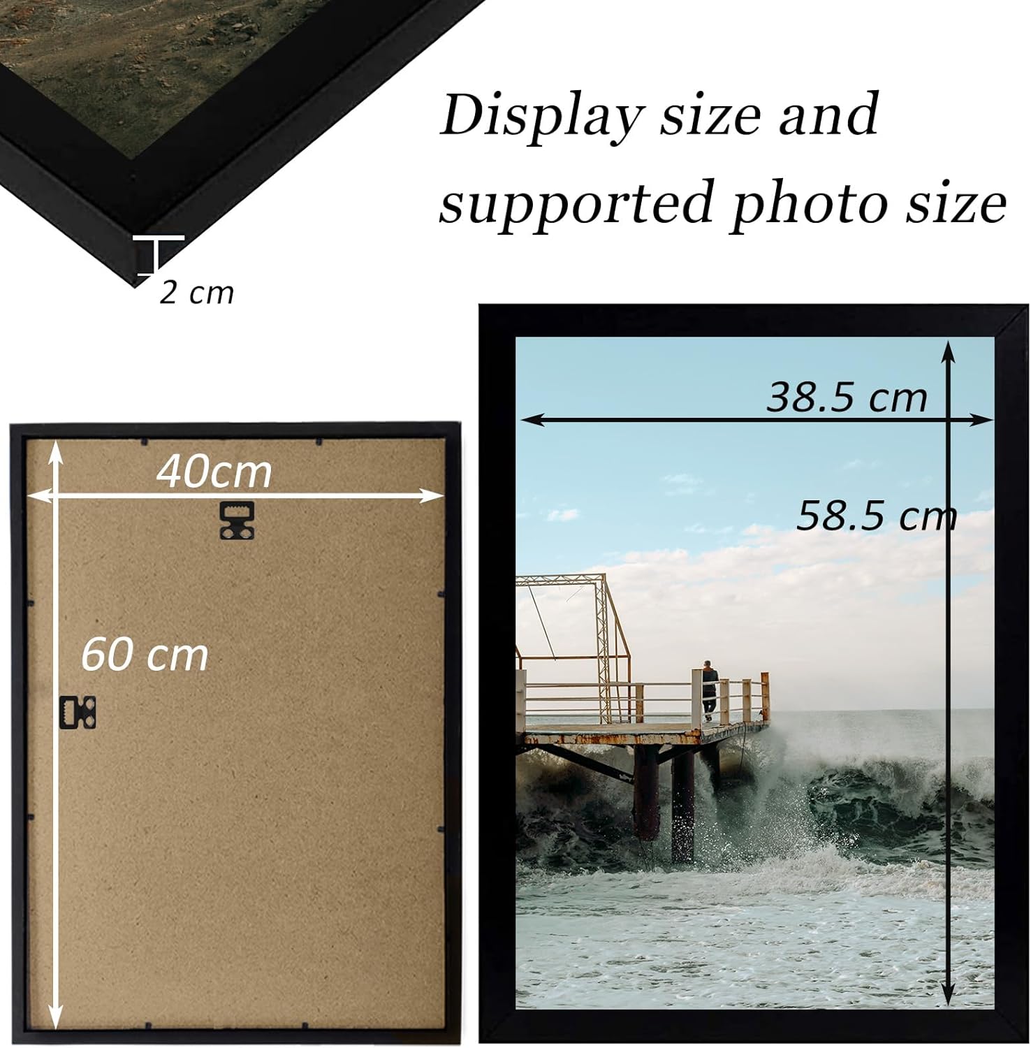 Thumbnail 1 de RUN HELIX Bilderrahmen 40x60 Schwarz mit Acrylglas und Passepartout (für Poster, Bilder & Diplome)