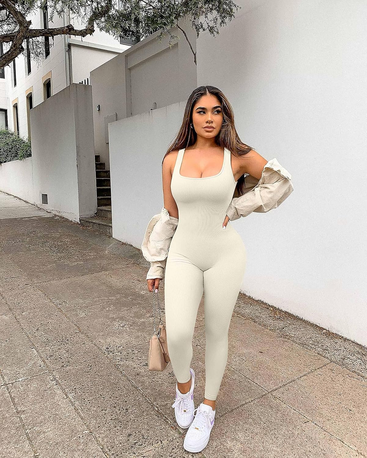 Detalle 2 de YIOIOIO Women Seamless Jumpsuit 4-Way Stretch