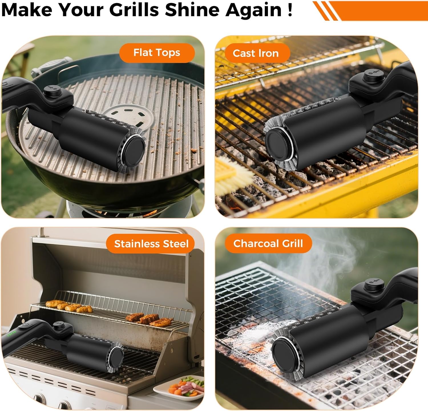 Thumbnail 6 de YKYI Electric Grill Brush — Cordless BBQ Cleaner with 2 Heads and 3 Speeds