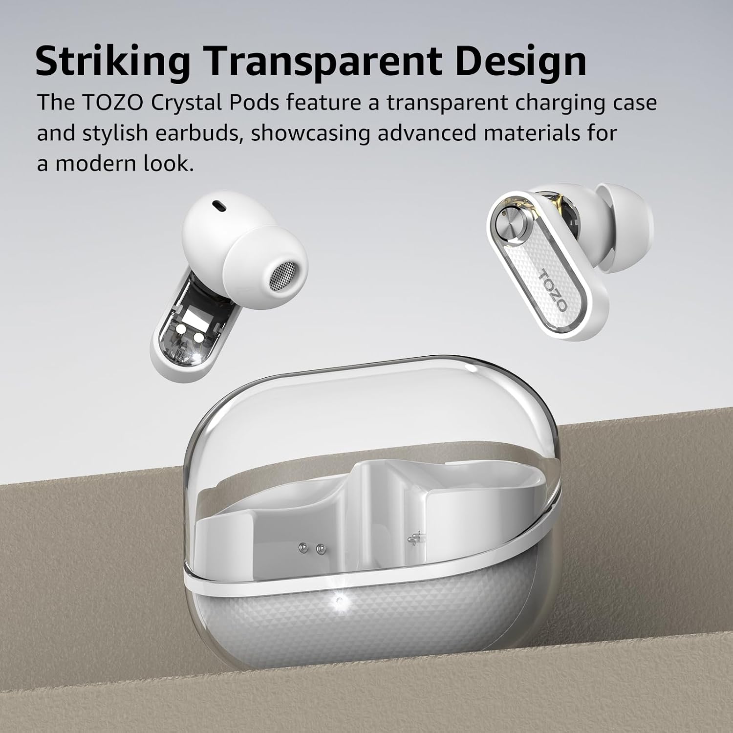 Detalle 2 de TOZO Crystal Pods Cuffie Bluetooth 5.4 35 ore