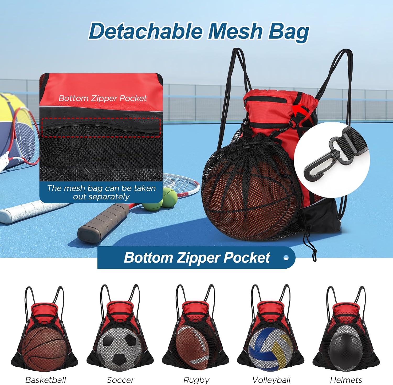 Detalle 2 de Cozary Zaino calcio con rete estraibile per palestra