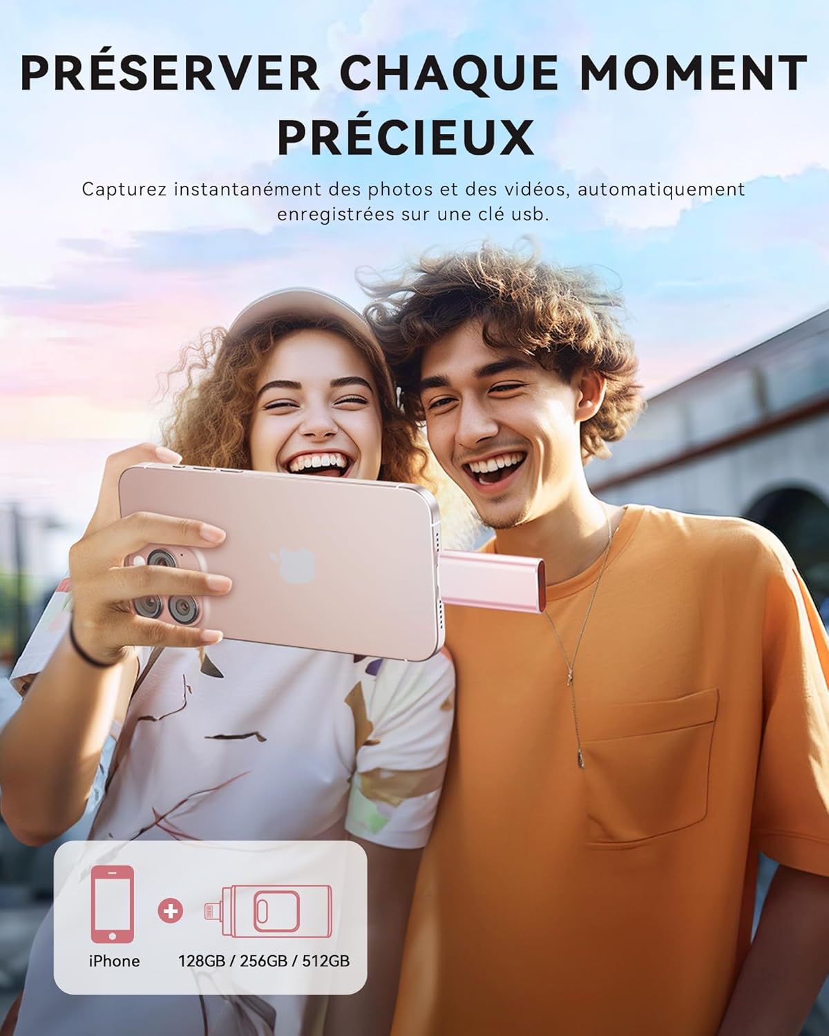 Thumbnail 4 de ROSPE Cle USB iPhone 128 Go, clé 3‑en‑1 pour iPhone/iPad/Type‑C