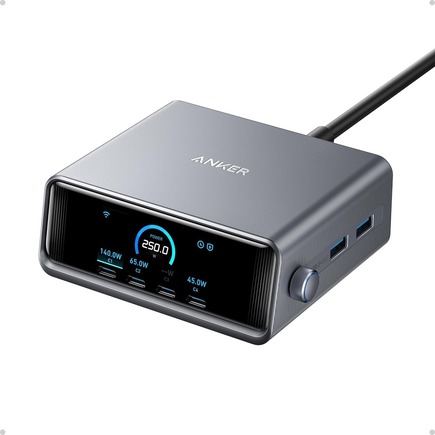 Detalle de Anker Prime A2345 250W Charging Station, 6 Ports, LCD Display