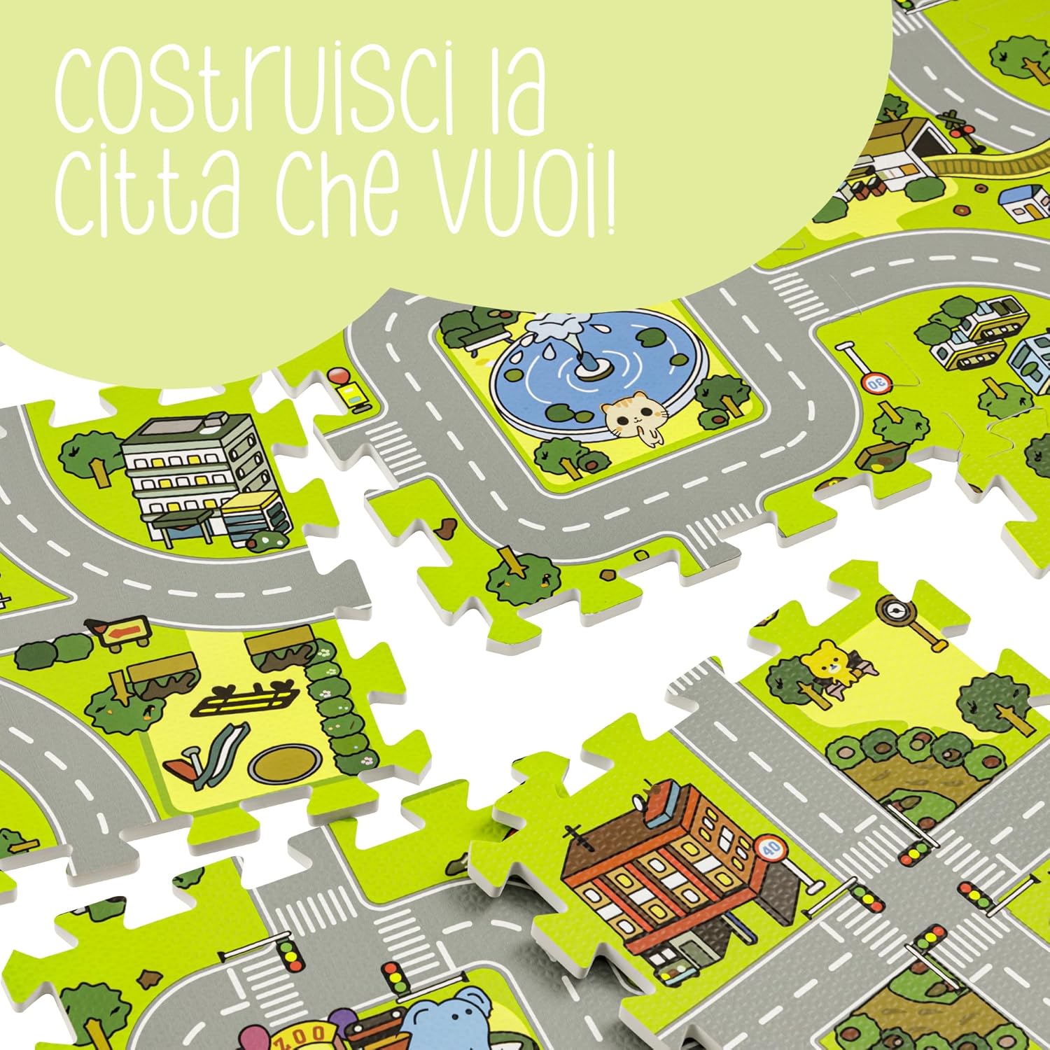 Thumbnail 4 de Baroni Toys tappeto puzzle 9 pezzi in EVA a incastro (32x32 cm) con grafiche di strade