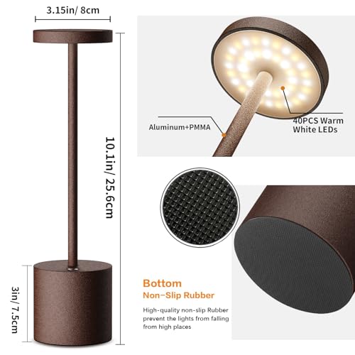 Detalle 2 de HYMZP Lámpara de Mesa Inalámbrica (Corten) con Batería 5000 mAh y Carga Rápida