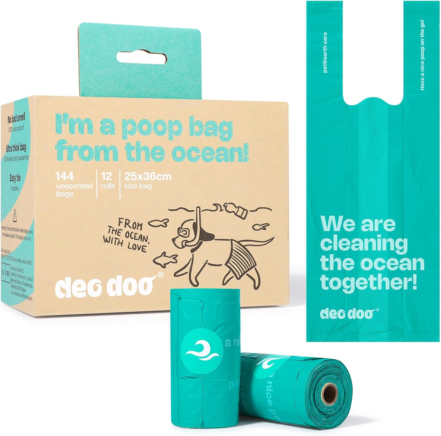 Deo Doo Dog Poop Bags 144 Pack 18µm