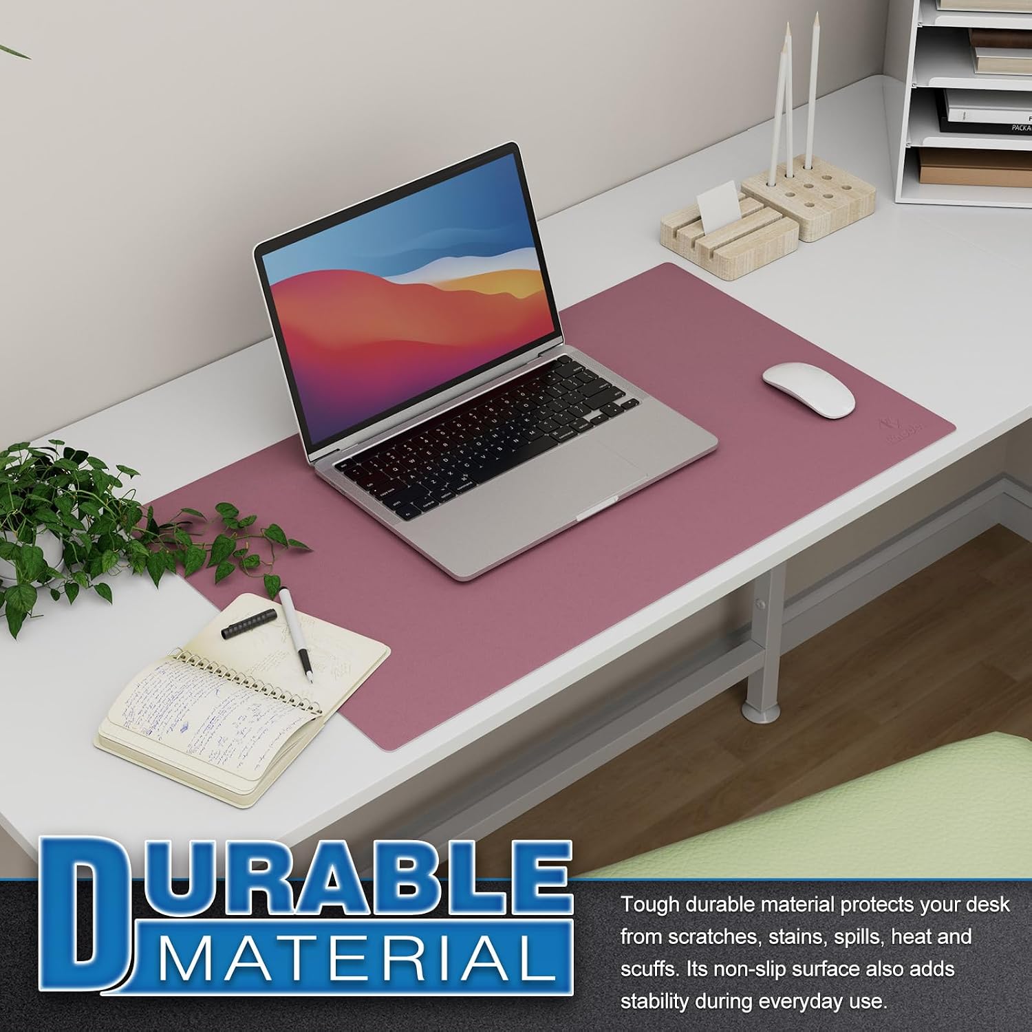 Thumbnail 4 de K KNODEL Small Office Leather Desk Mat (60x35cm) – Purple dual-sided desk protector