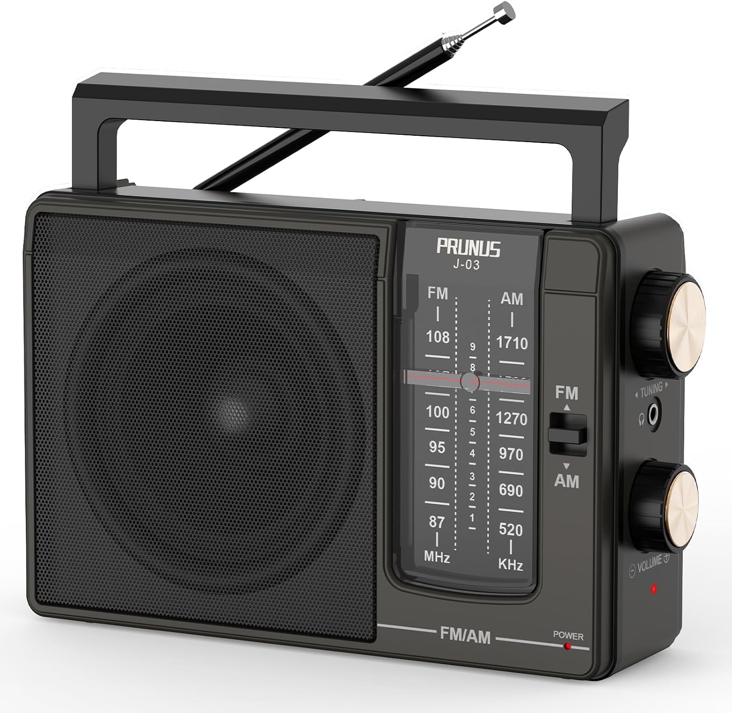 Detalle de PRUNUS J-03 Portable AM/FM Radio with Telescopic Antenna and AC or Battery Power