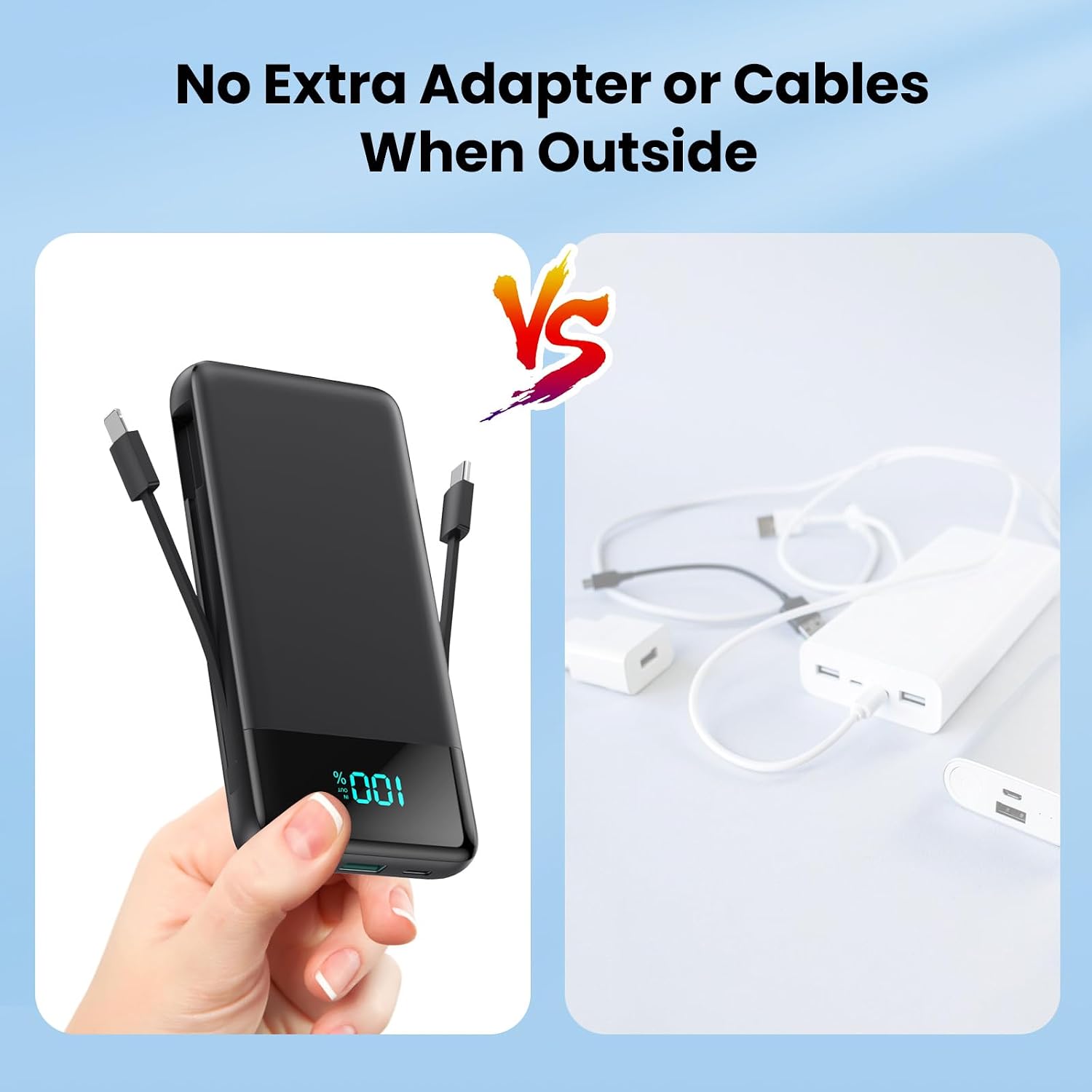 Thumbnail 3 de FOCHEW 13800mAh Portable Charger with Built-In Cables and Wall Plug