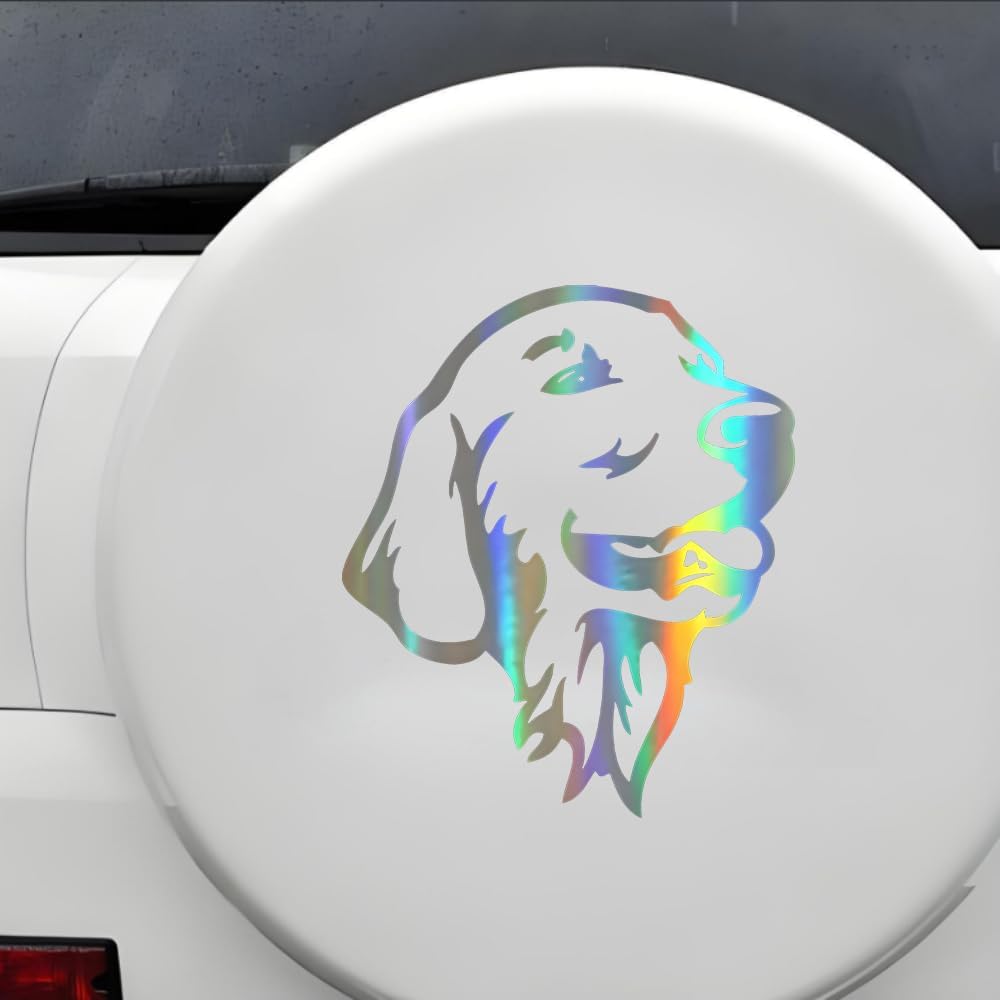 Detalle 2 de TIZIKJ Holografischer Golden Retriever Aufkleber 25 cm