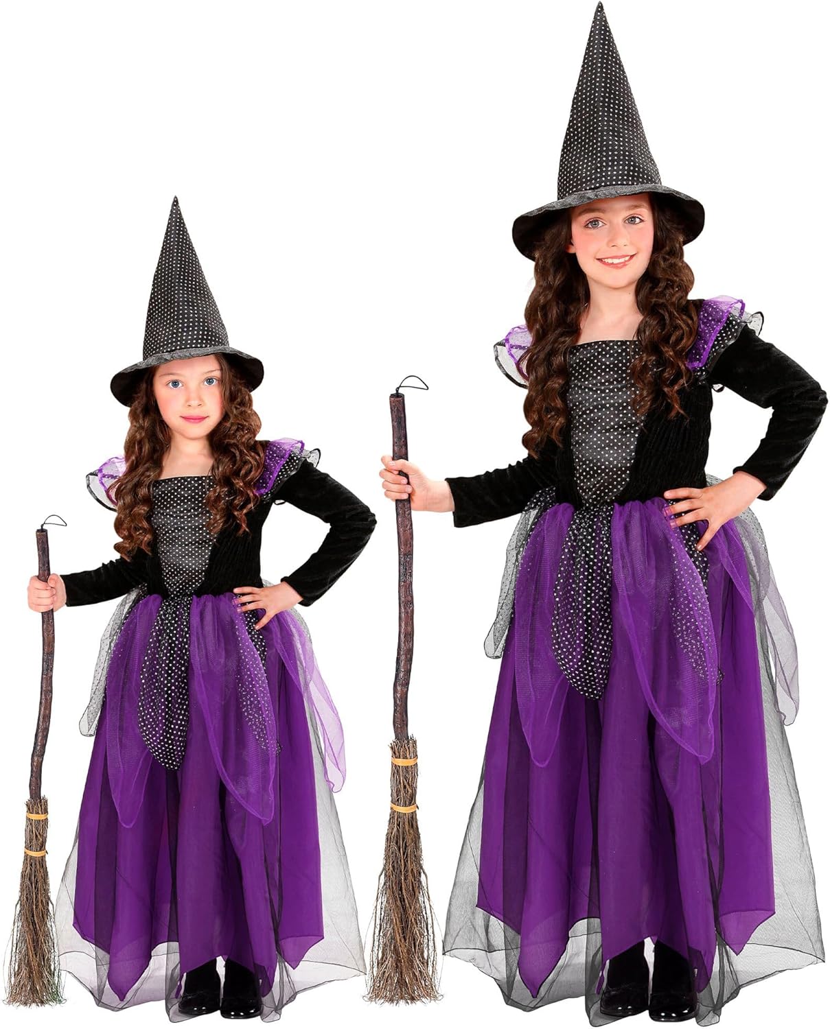 Thumbnail 3 de W WIDMANN MILANO Party Fashion Kinderkostüm Hexe – bodenlanges Kleid mit Hexenhut, Größe 140 cm