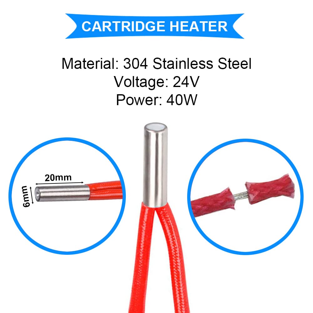 Detalle de Youmile 5 Pcs 24V 40W 620 Ceramic Cartridge Heater Kit for 3D Printers