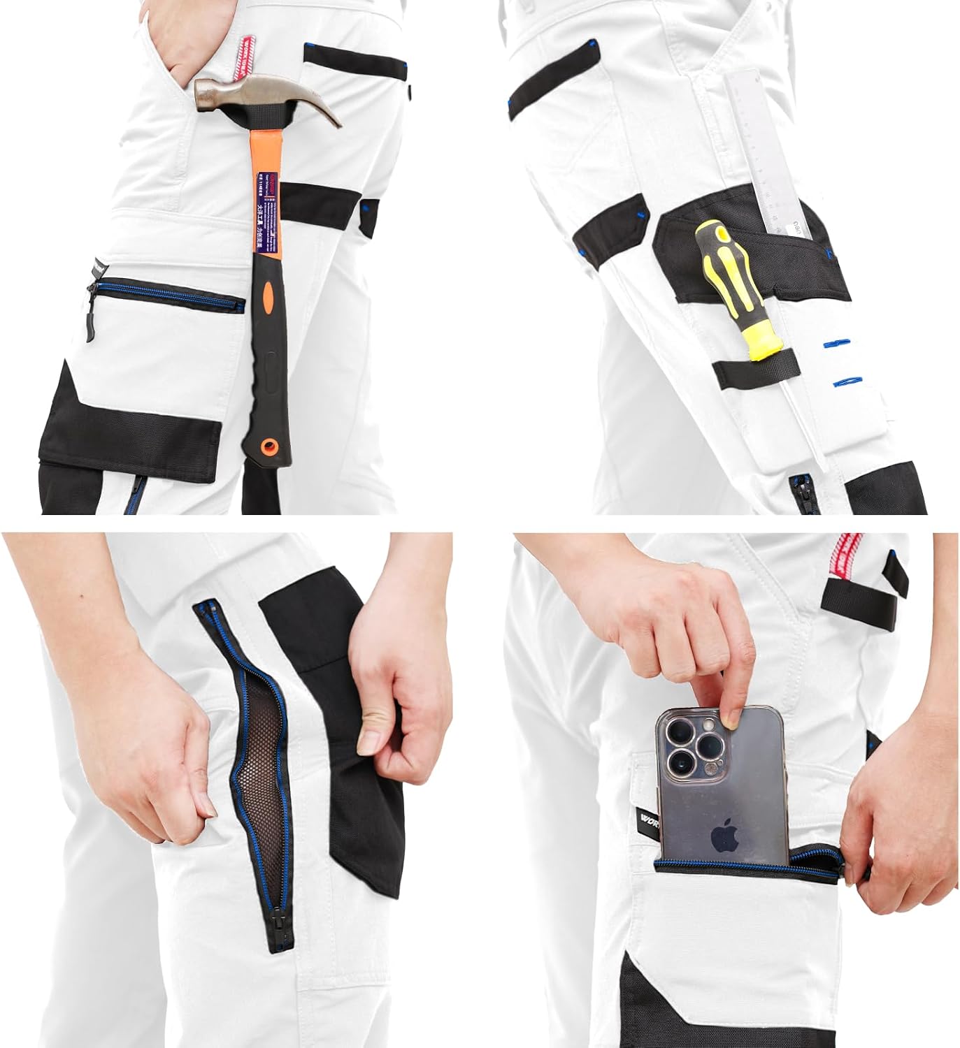 Detalle de WORK IDEA slim-fit stretchwerkbroek voor heren met Cordura en kniezakken