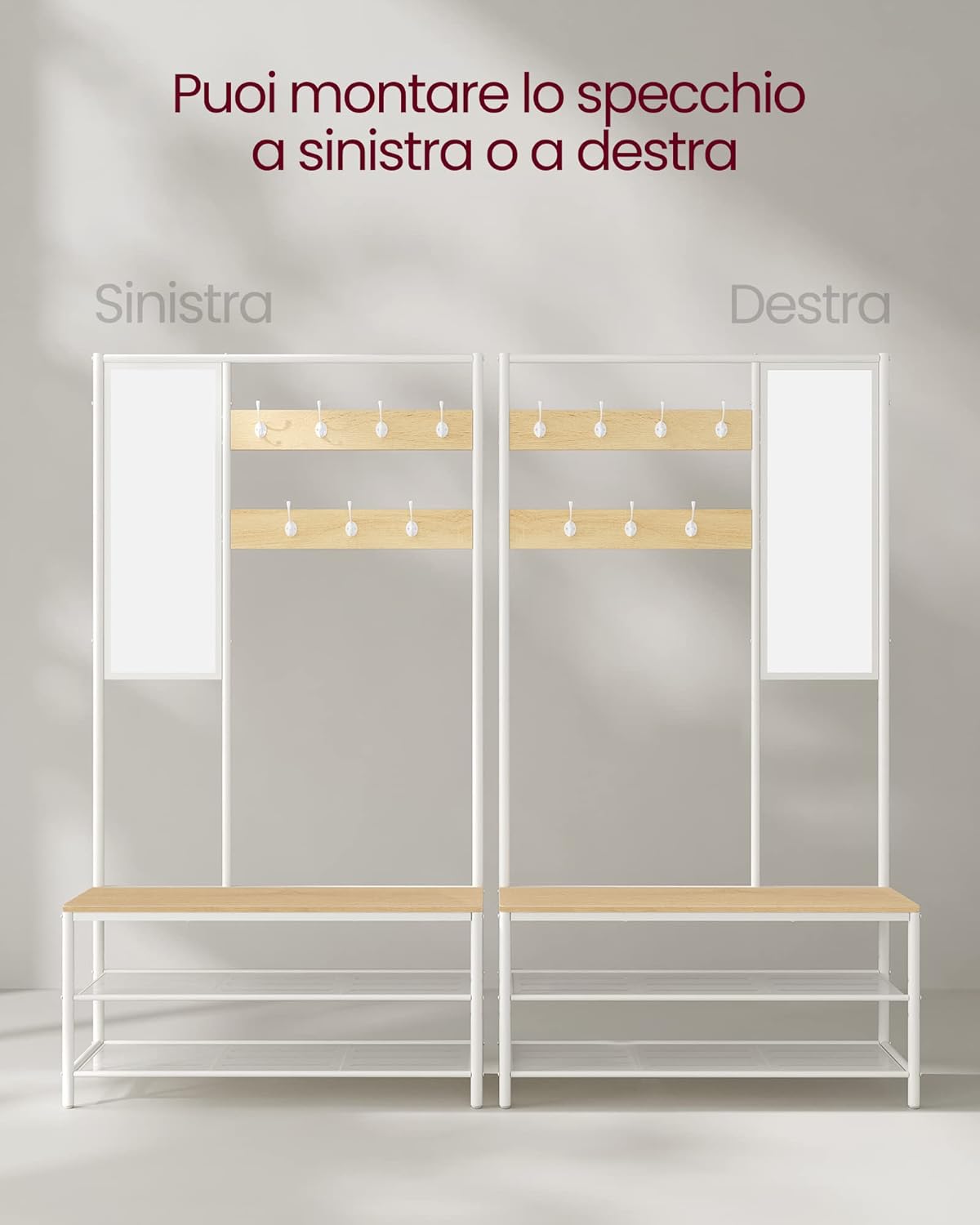 Detalle 2 de VASAGLE HSR415W09 appendiabiti 35x98x180 cm