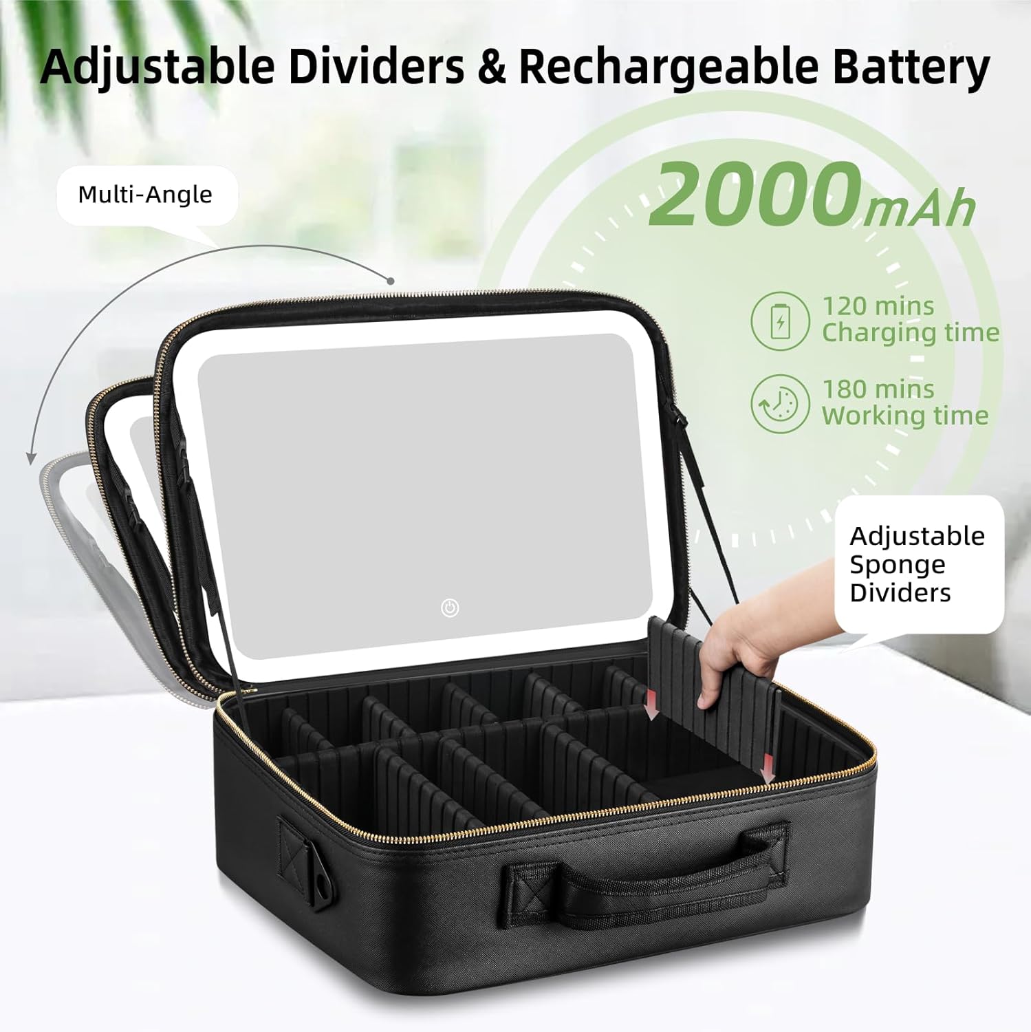 Thumbnail 4 de Upgraded Large Travel Makeup Bag with Mirror
