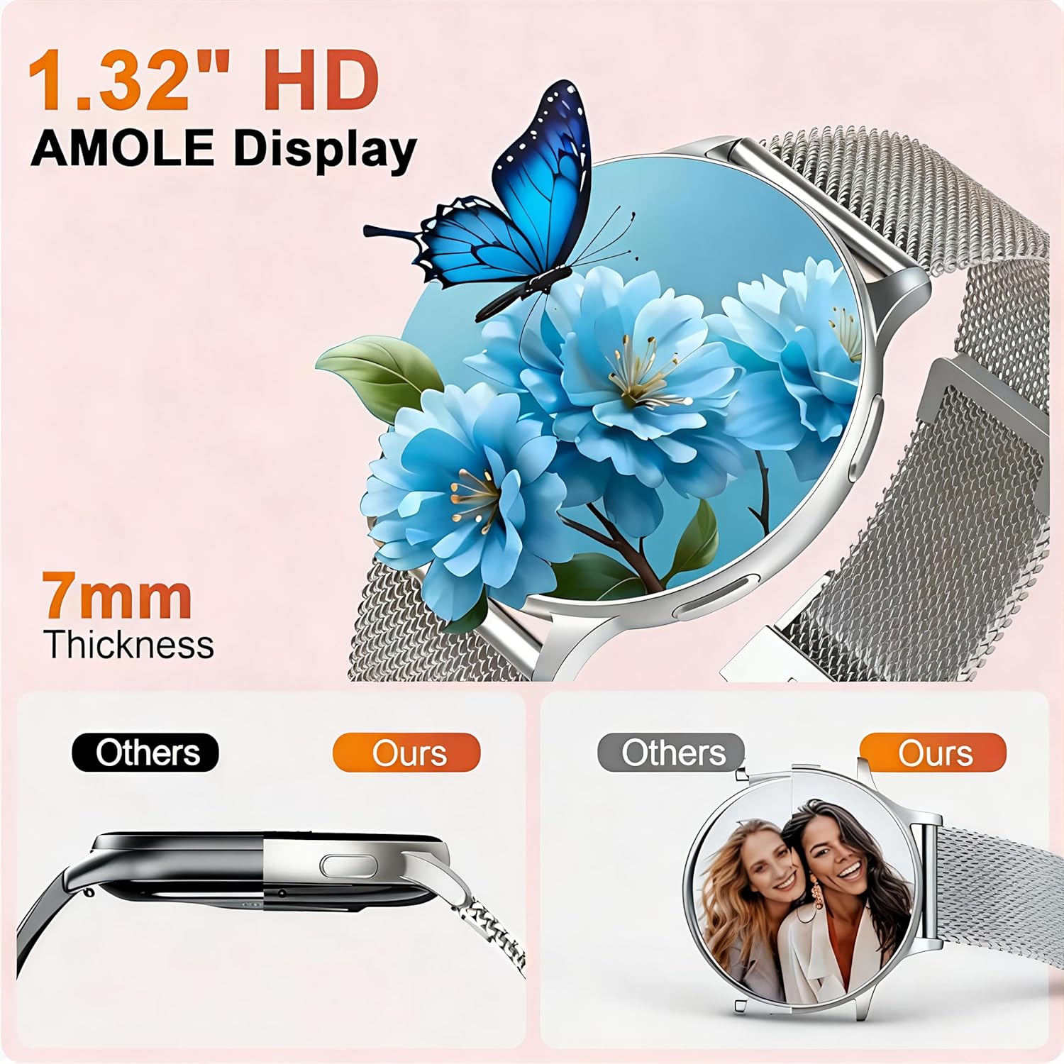Thumbnail 1 de Montre Connectée Femme avec Appel Bluetooth et Suivi Santé – 1,32'', 120+ Modes Sport