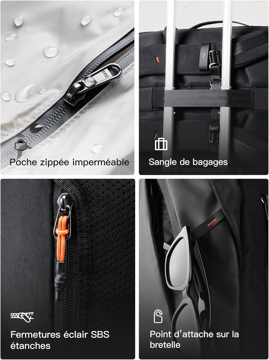 Thumbnail 6 de Inateck Sac à dos cabine 38.5L en nylon recyclé – TSA et compartiment 15,6–16", léger et fonctionnel