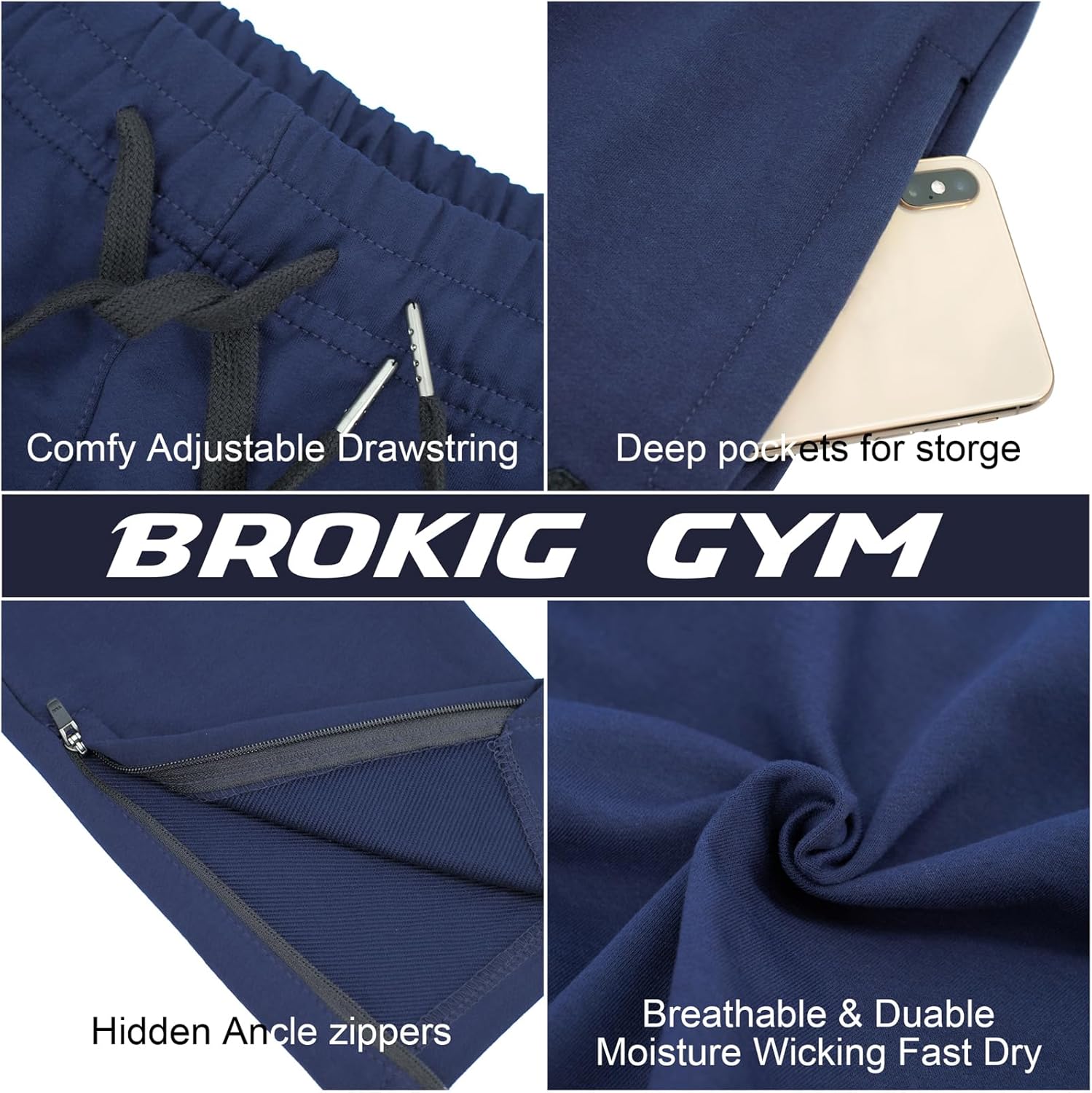 Thumbnail 4 de BROKIG Mens Zip Gym Joggers Slim Fit