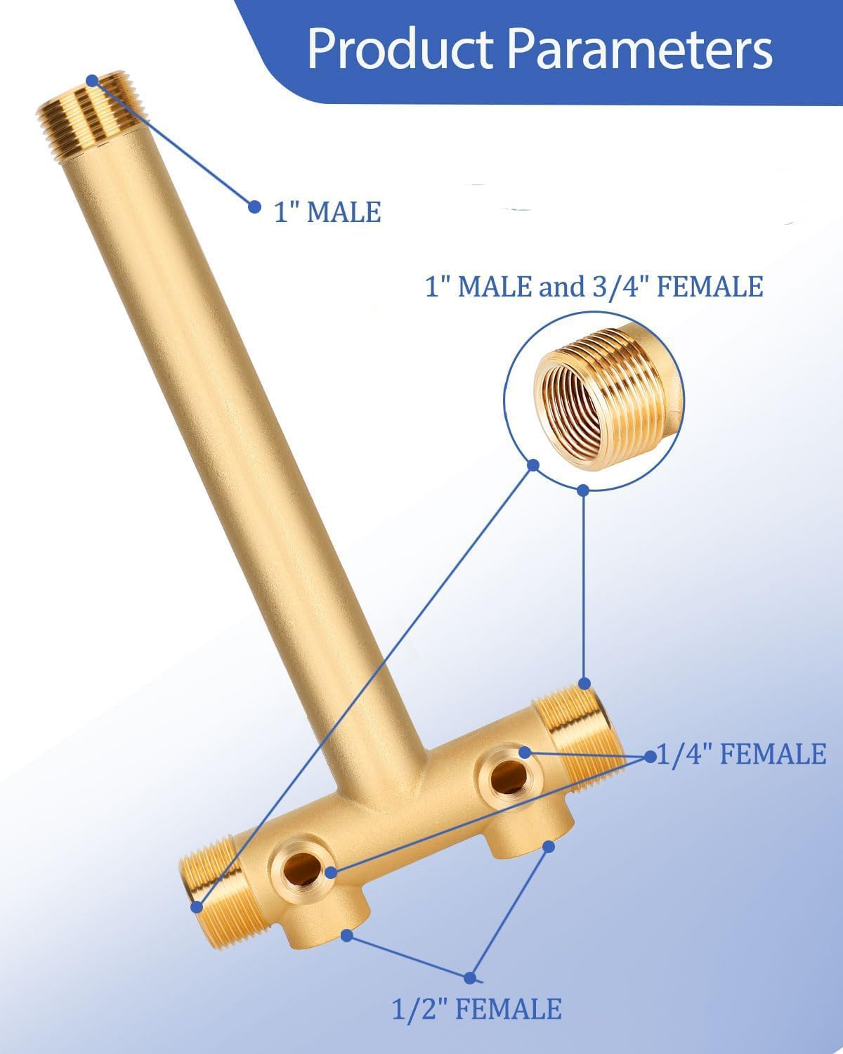 Detalle de Miumoon 1" x 11" Well Pressure Tank Tee Kit, 40/60 Switch, Brass