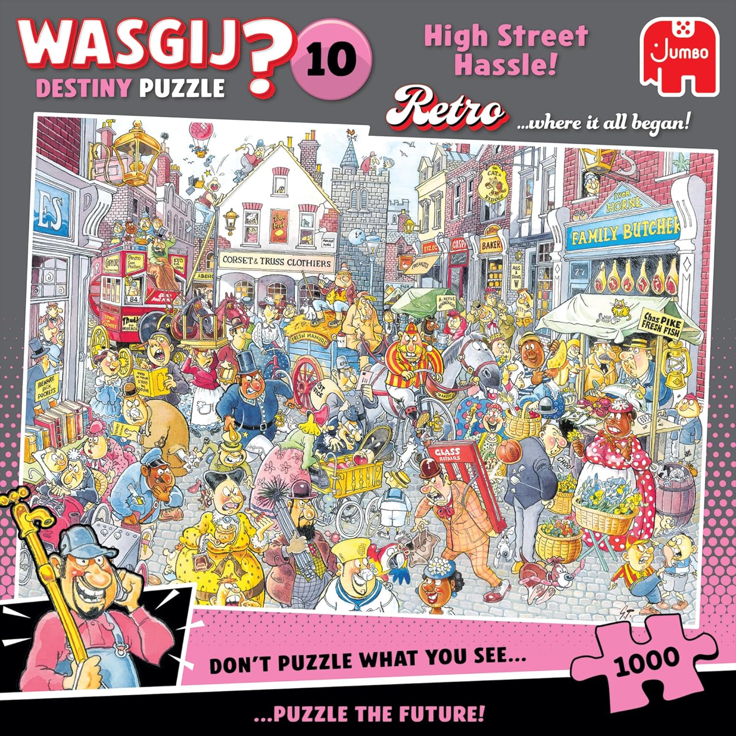 Detalle de Wasgij Retro Destiny 10: High Street Hassle! 1000-Piece Jigsaw Puzzle