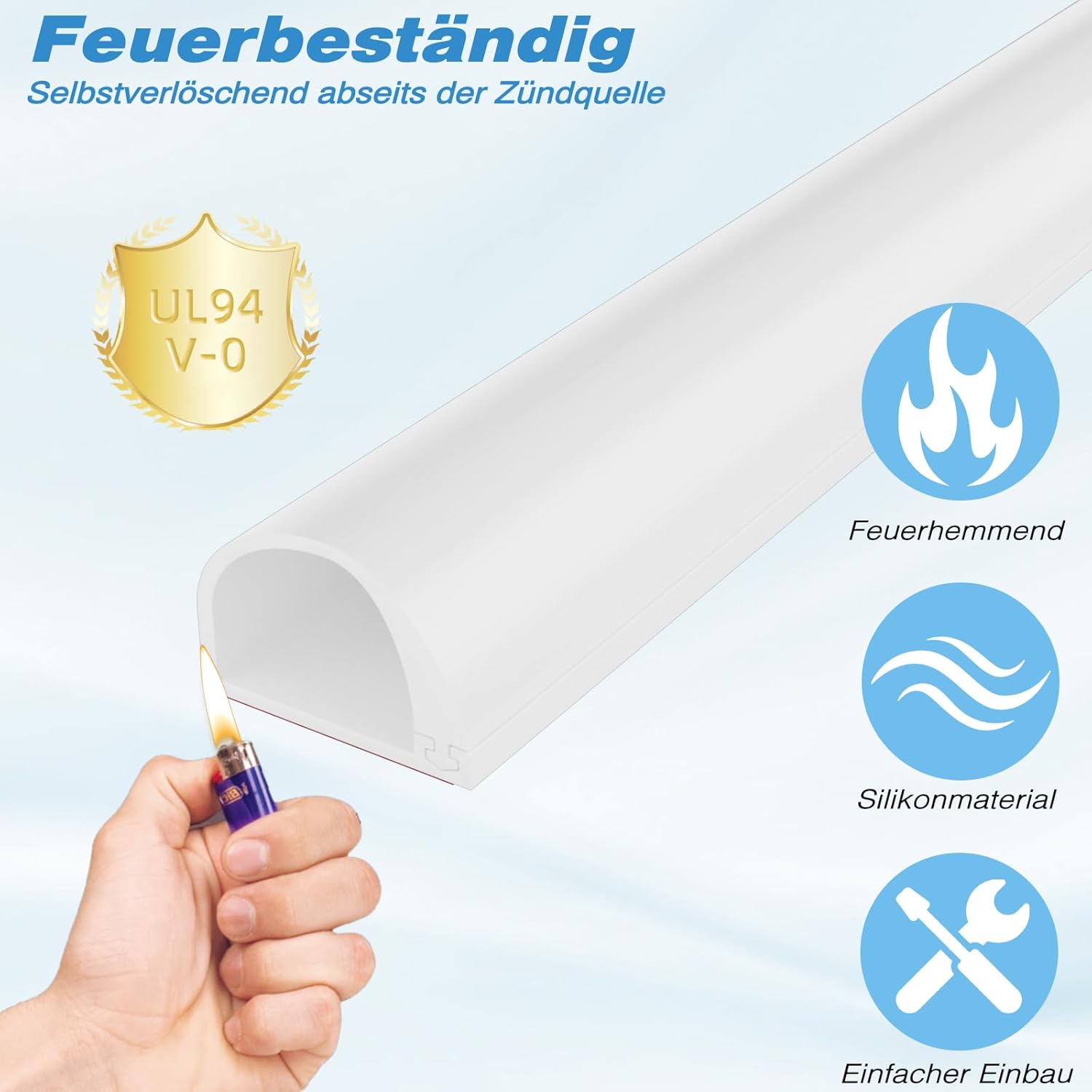 Detalle de 1m Kabelkanal Weiß Selbstklebend – Mini, flexibel, Halbrund & wasserfest