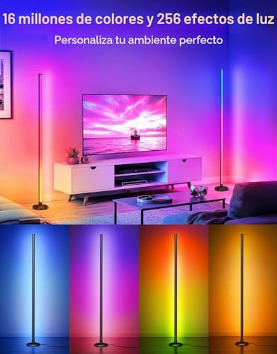 Detalle 2 de OUTON Lámpara de Pie LED RGBCW regulable con control remoto
