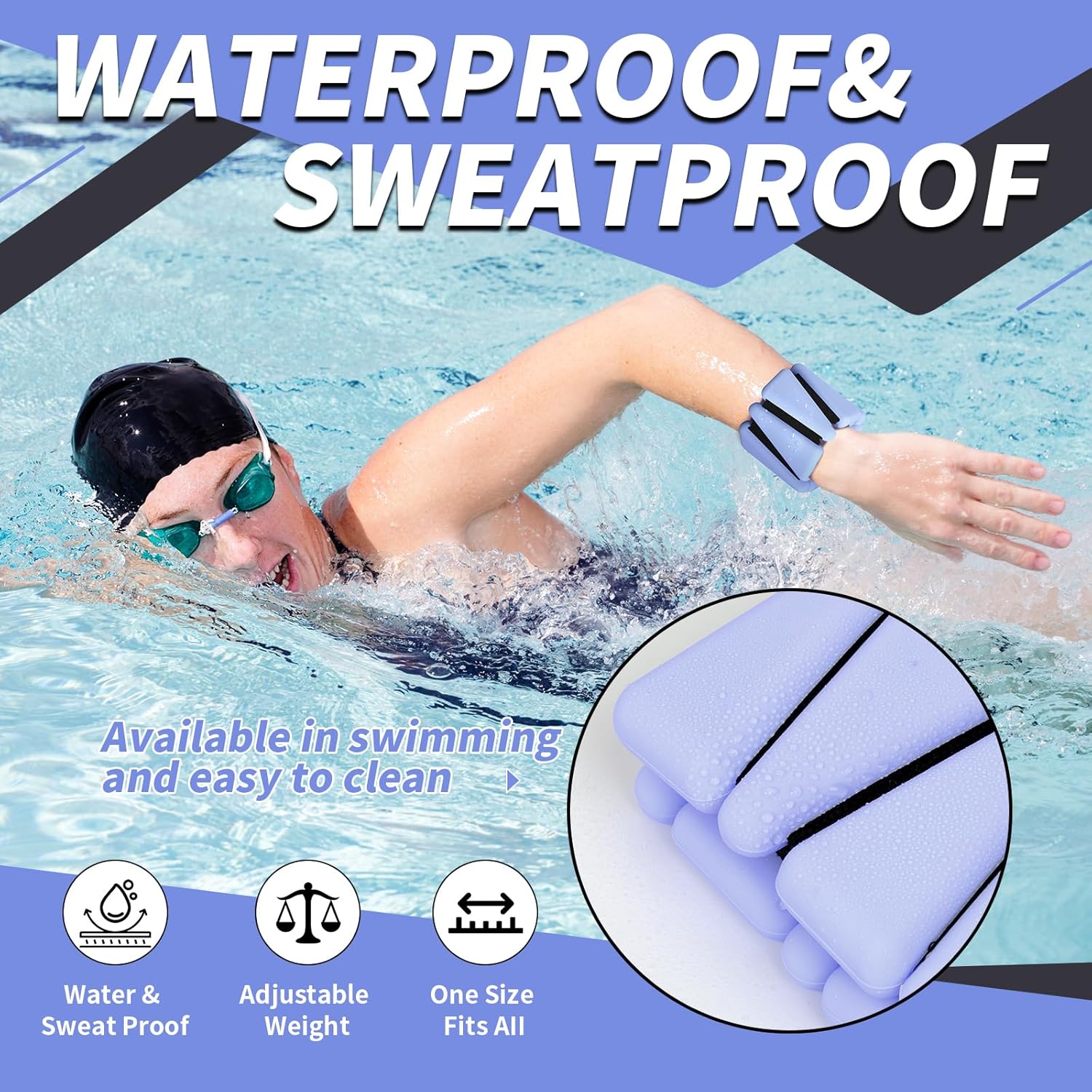 Thumbnail 6 de Wrist & Ankle Weights for Women – 2 x 1lb Adjustable Silicone Weights with Carry Bag