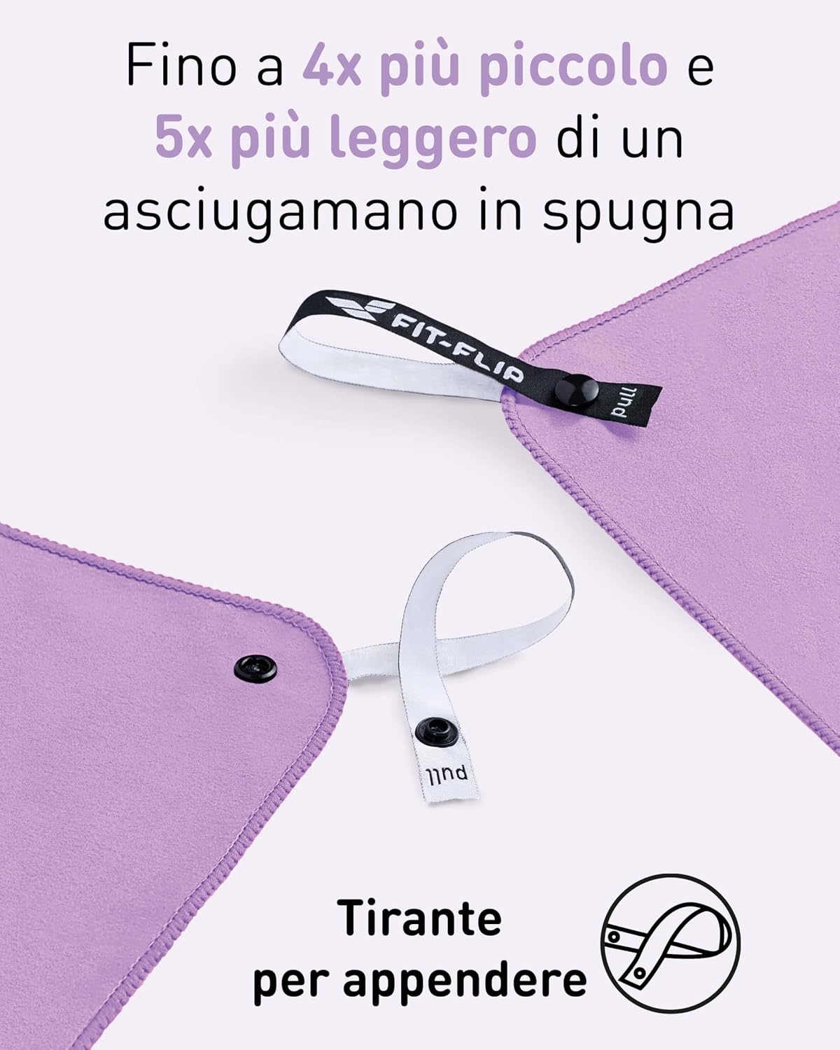 Detalle de Fit-Flip Asciugamano in microfibra: compatto, assorbente e ultraleggero per palestra, viaggio e spiaggia