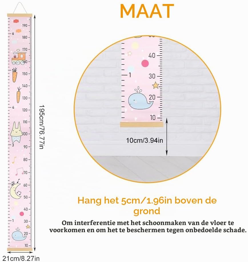 Thumbnail 1 de Aolso Baby groeimeter Konijn van canvas en hout, 195,6 cm
