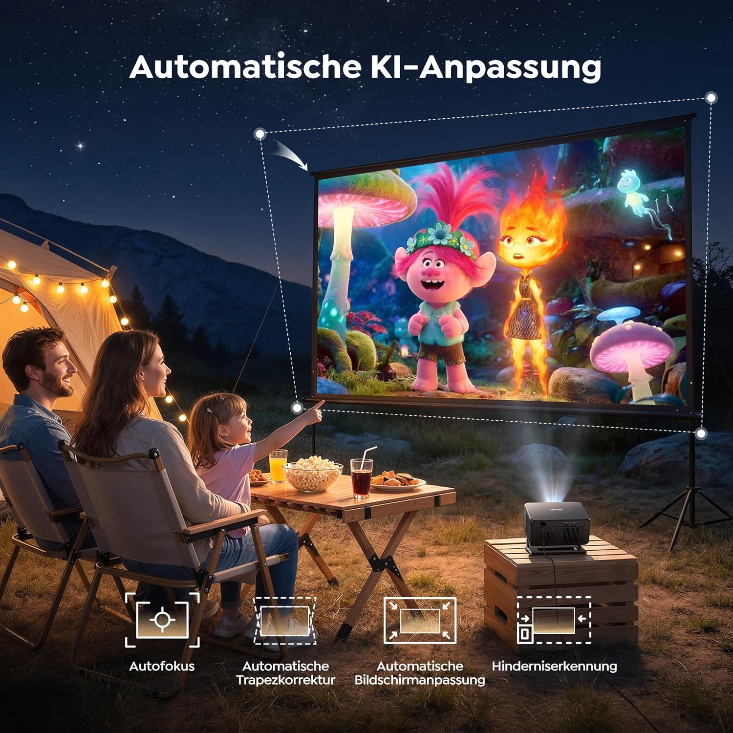 Thumbnail 3 de [Google TV & Offizielle Apps] TO PTOPRO TP3 Beamer 4K mit Autofokus, Trapezkorrektur und WiFi/Bluetooth