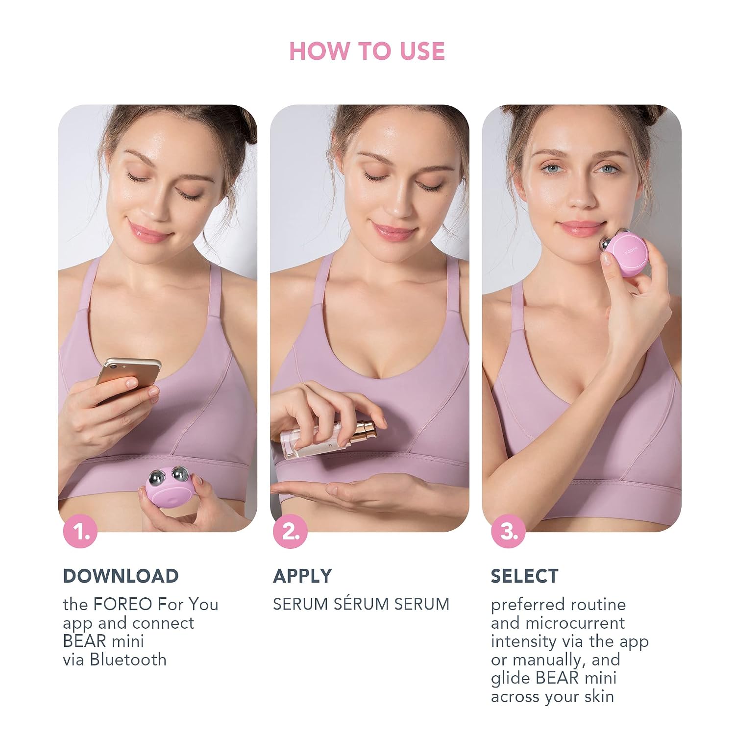 Thumbnail 5 de FOREO Firm & Fabulous BEAR mini + Serum Serum Serum Starter Kit (Pearl Pink)
