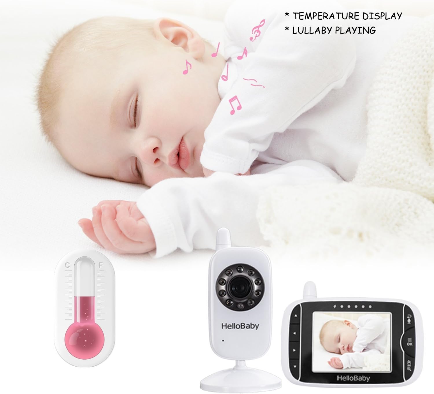 Thumbnail 2 de HelloBaby HB32 3.2 Inch Baby Monitor