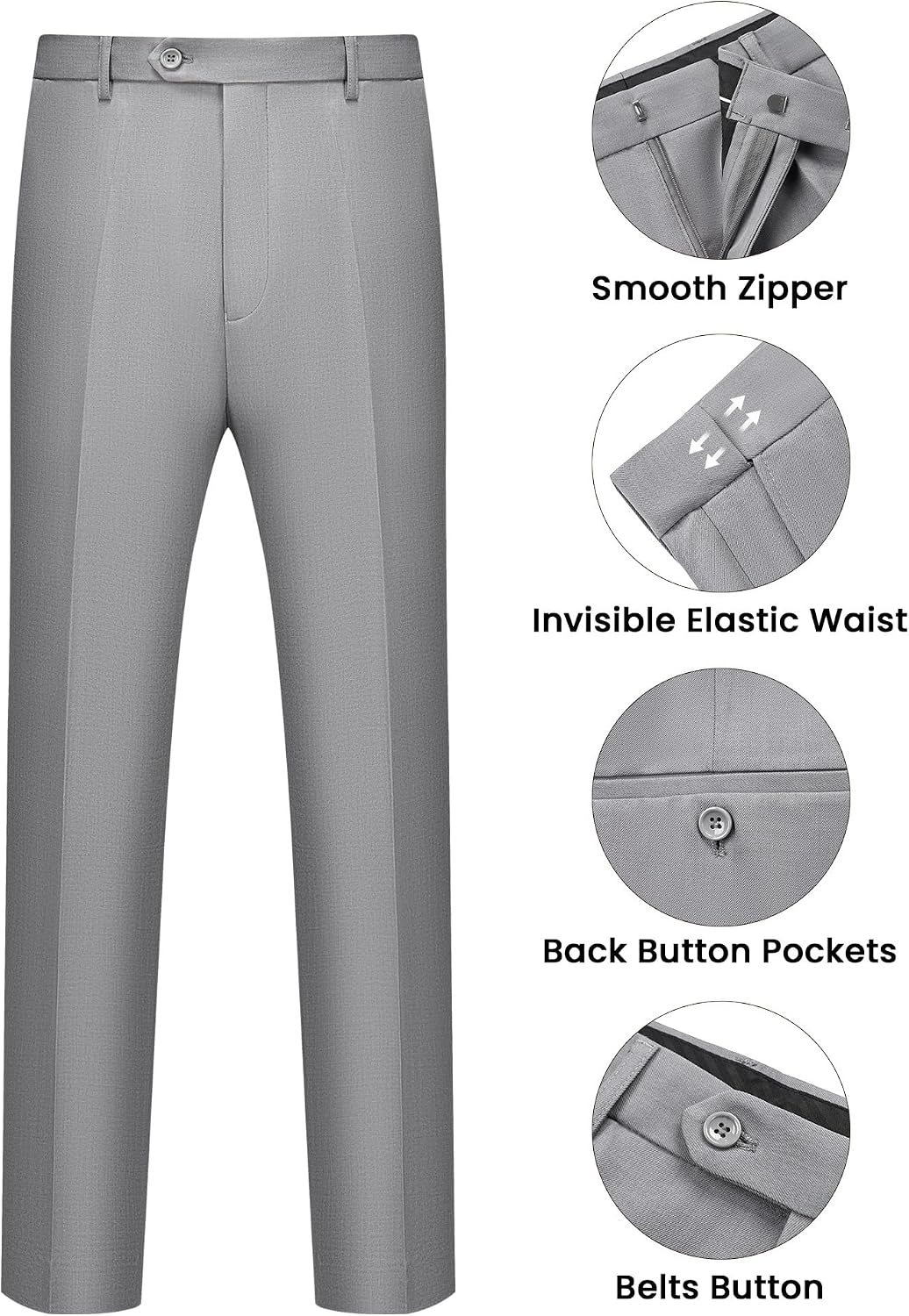 Thumbnail 6 de WULFUL Men's Slim Fit 2-Piece Suit: Blazer + Pants Set for Party, Wedding, and Business