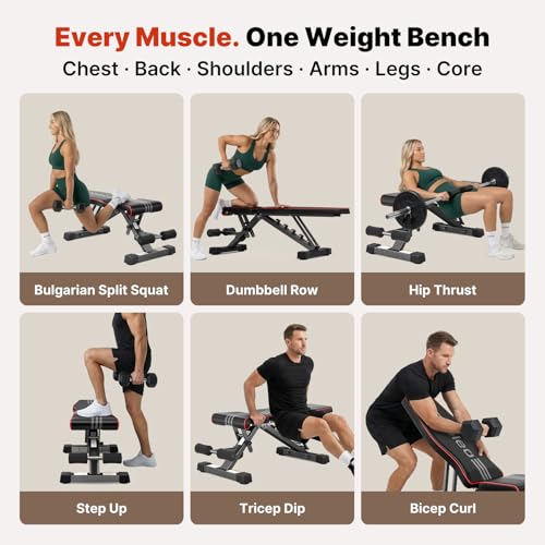 Thumbnail 8 de YOLEO Banc de Musculation réglable pour entraînement complet du corps – Banc incline/declinable, pre-assemblé