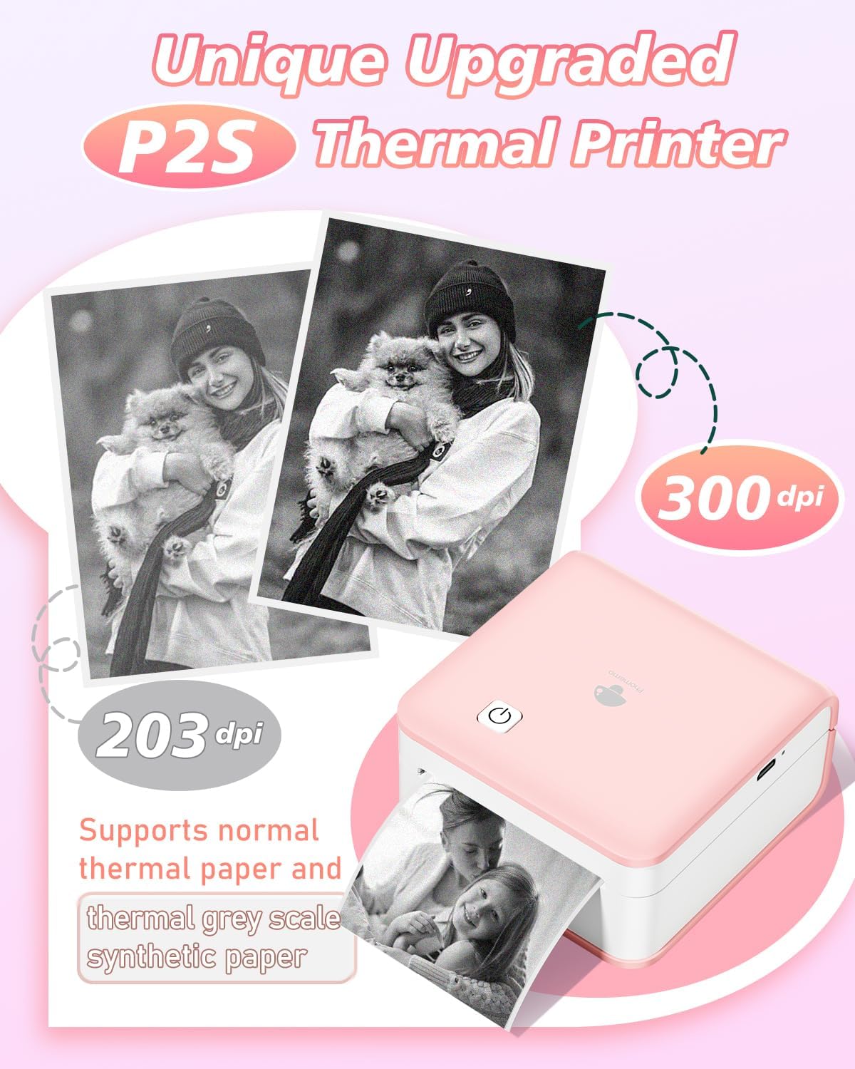 Thumbnail 2 de Phomemo P2S Mini Stampante Termica Bluetooth con carta adesiva, 300 dpi