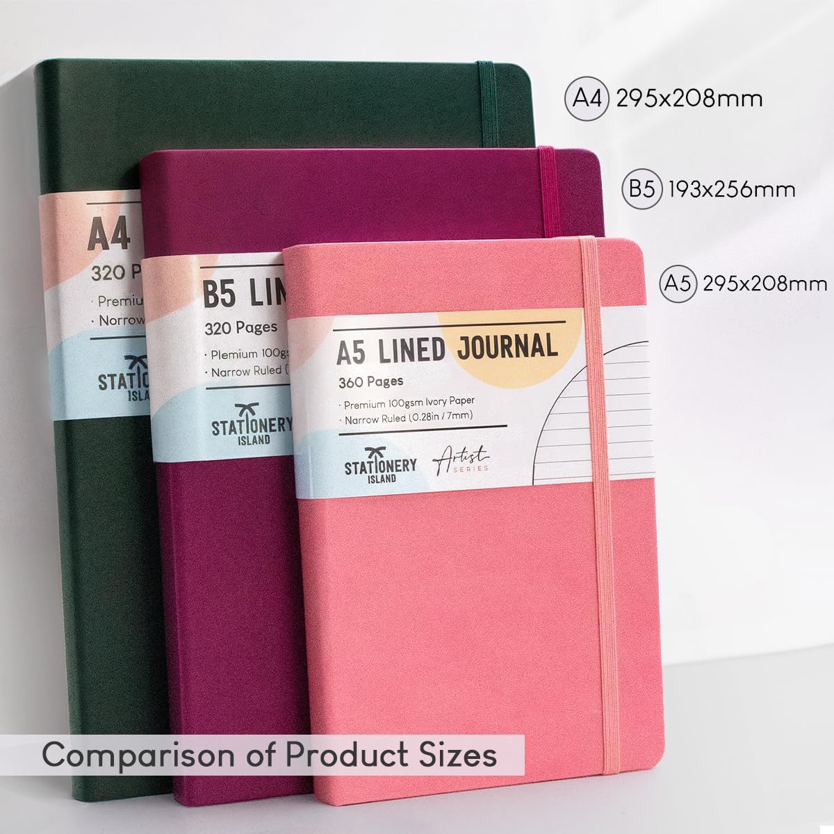 Detalle 2 de STATIONERY ISLAND B5 liniertes Notizbuch (320 Seiten) Hardcover in Dunkelblau