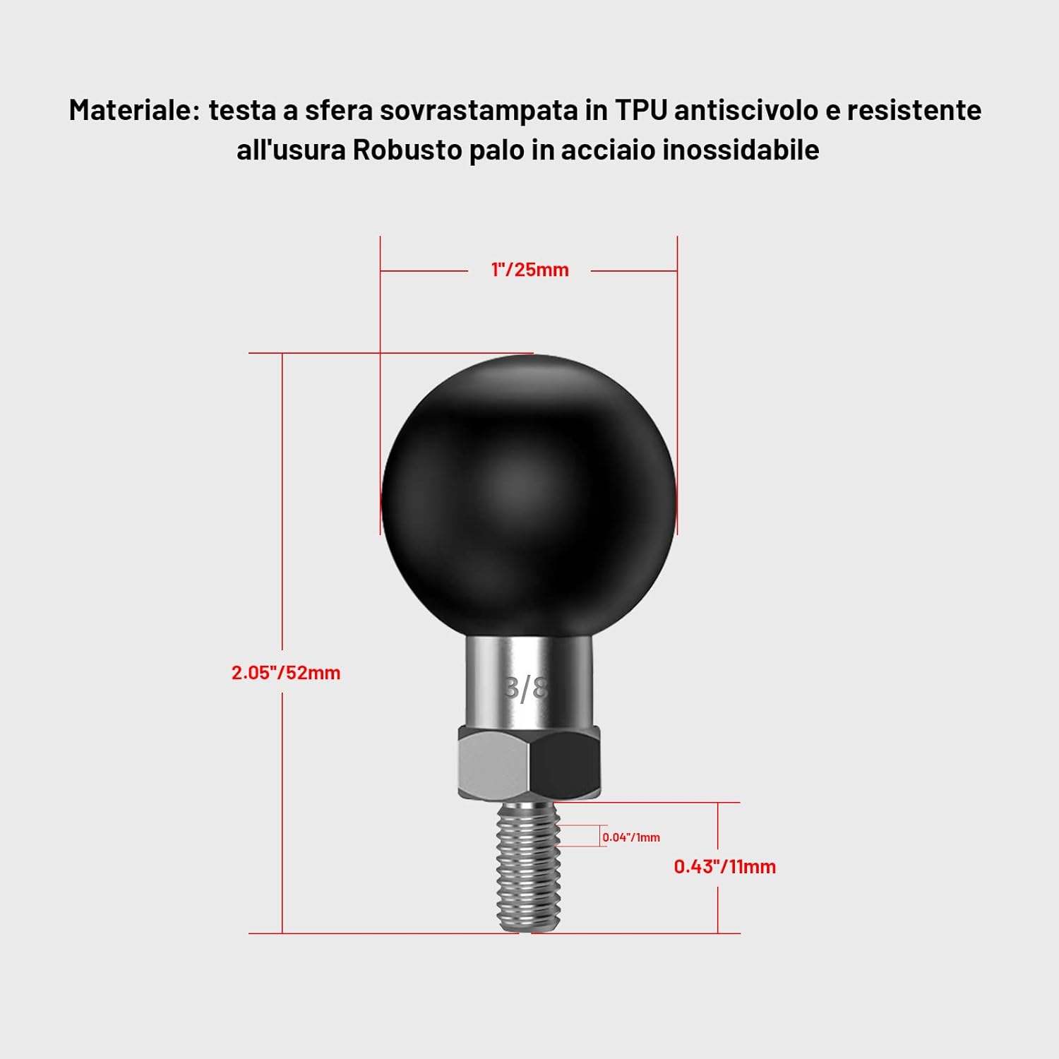 Thumbnail 2 de 1 Inch Ball Mount Holder SZ-M3/8
