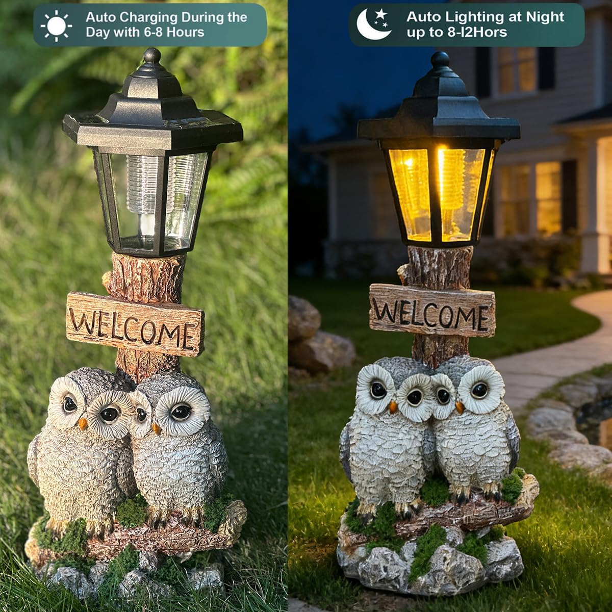 Detalle 1 de Solar Owl Garden Statue, 40 cm