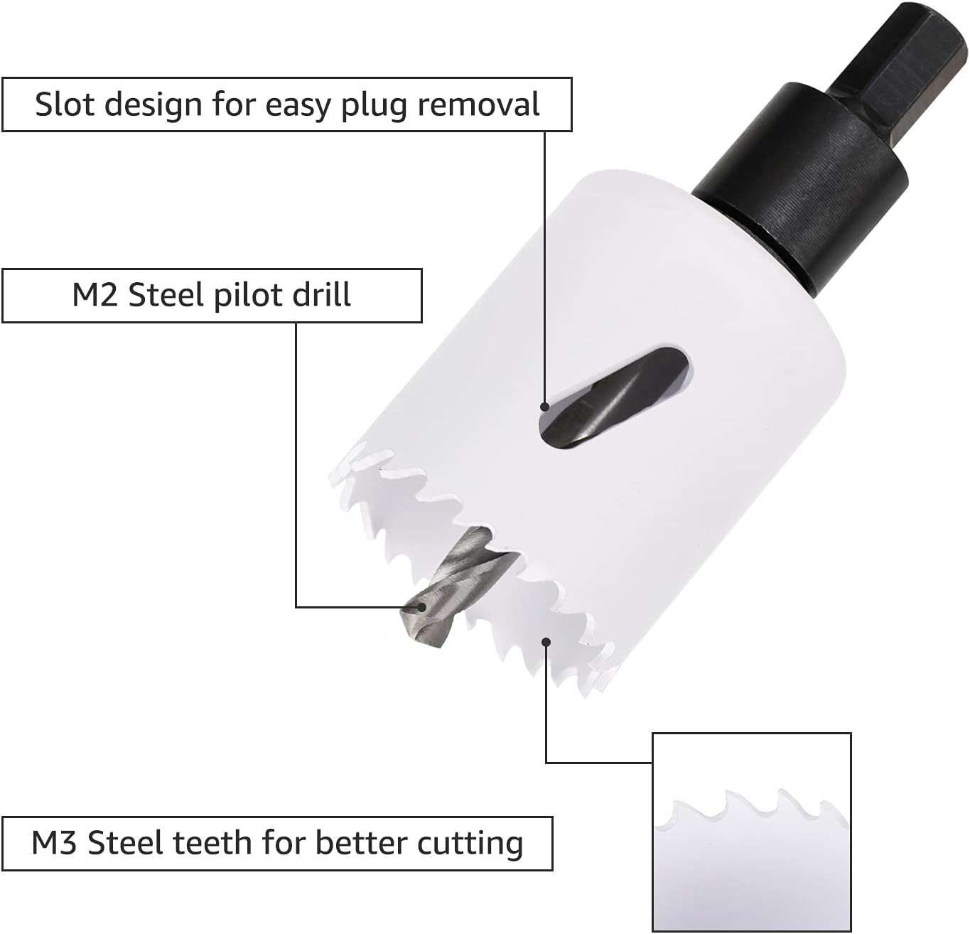 Thumbnail 2 de Amazon Basics 9-teiliges Bimetall-Hochgeschwindigkeits-Lochsägen-Set mit Tragekoffer, 25/32" bis 2-11/16", Schwarz